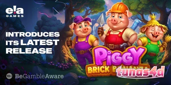 Tampilan visual slot Piggy Brick Bonanza dengan tema konstruksi yang menarik